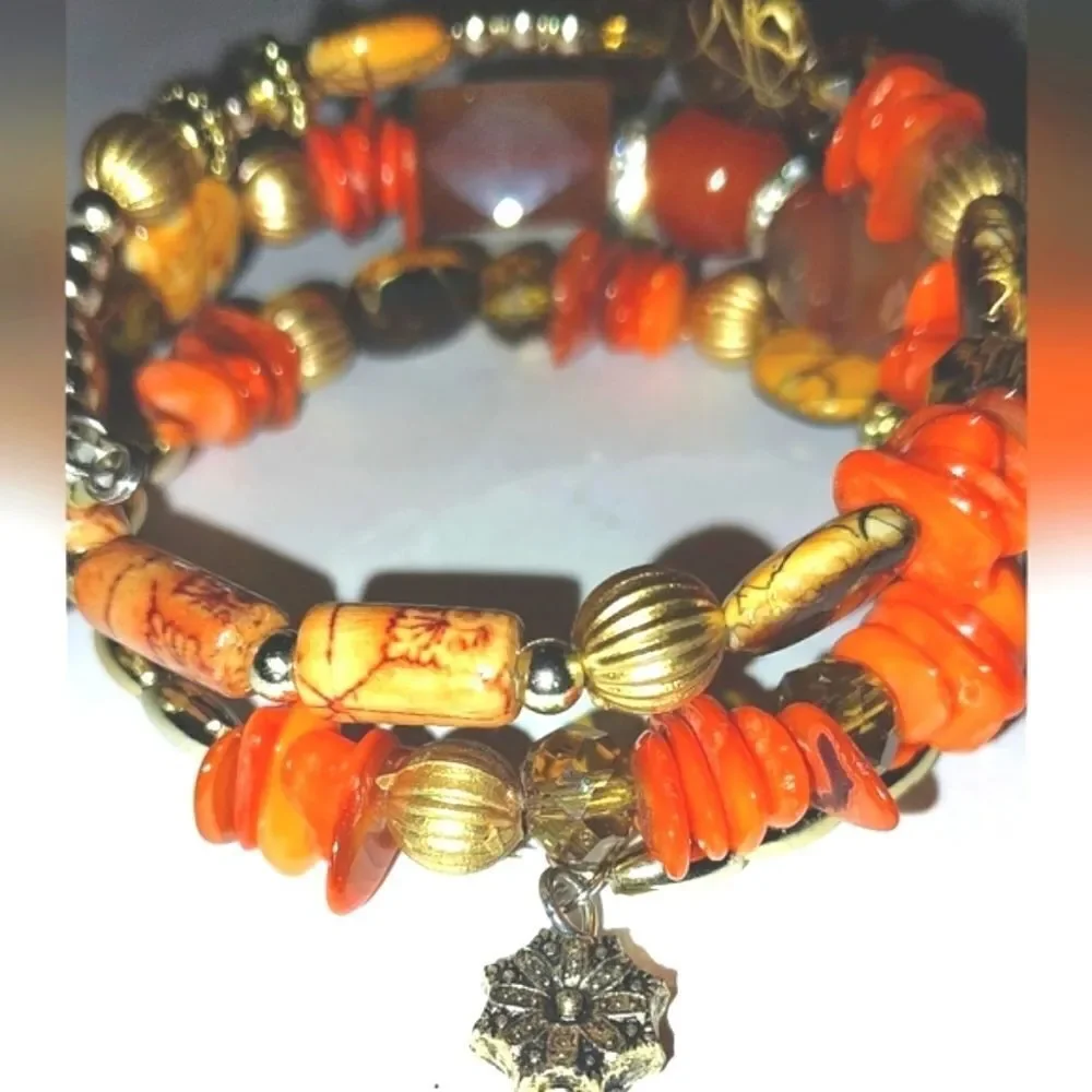 Vintage Beaded spiral bracelet
